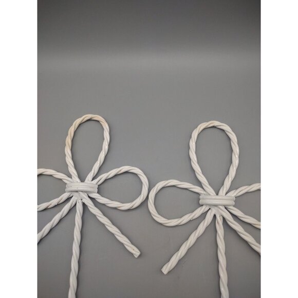 Vintage Pair 12" Twisted Rope Bow Metal Wire Wall Sconce Candle Holders, Votives - Picture 7 of 16